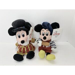 2 Vintage Beefeater And French Mickey Mouse Disney Store Bean Bag Plush